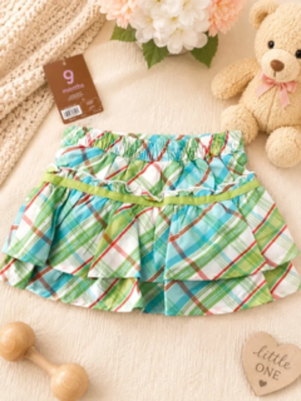 🌸 NEW WITH TAGS Carter’s Tiered Plaid Skirt – 9 Months 🌸
